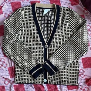 Nude Black and Cream Women's Cardigan Sweater